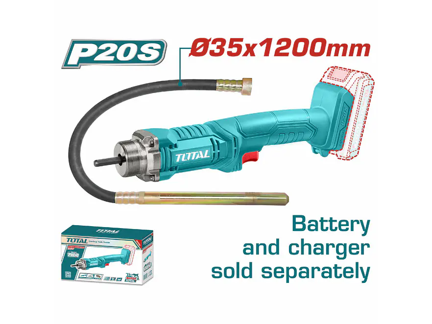 Vibrador de Concreto 20V TOTAL TCVLI202301 Industrial (Solo Herramienta) - Foto 1 | aztools.co