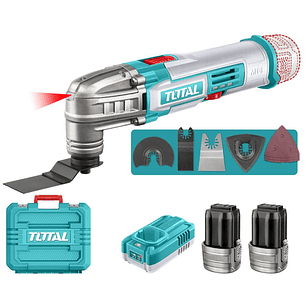 Multiherramienta inlambrica industrial oscilante 16V, Incluye 2 baterias, cargador y accesorios, Total UTMLI16222