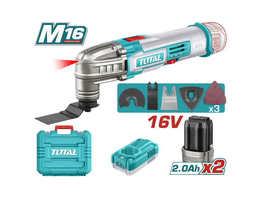 Multiherramienta Oscilante 16V TOTAL UTMLI16222 Industrial + 2 Baterías y Accesorios - Foto 2 | aztools.co