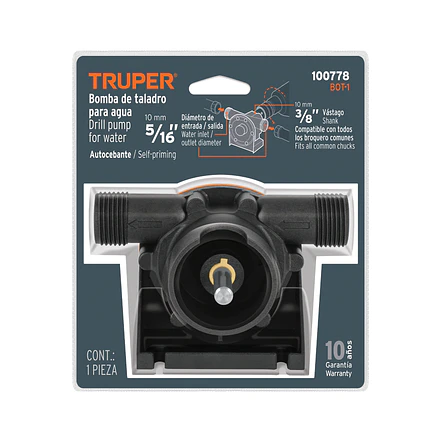 Bomba Autocebante para Taladro Truper 100778 Altura 23m Flujo 34 L/min 19mm - Foto 5 | aztools.co