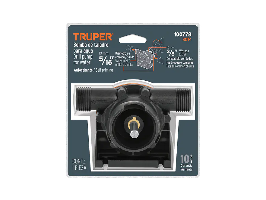 Bomba Autocebante para Taladro Truper 100778 Altura 23m Flujo 34 L/min 19mm - Foto 5 | aztools.co