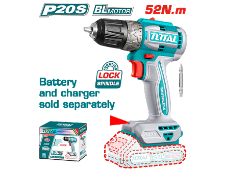 Taladro Atornillador 20V TOTAL TDLI204531 Industrial 52Nm (Solo Herramienta) - Envío a todo Colombia | aztools.co