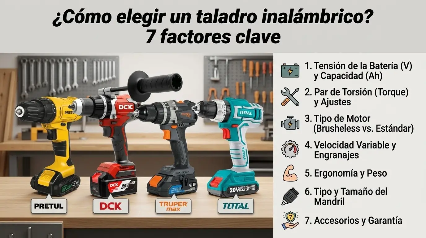 ¿Cómo elegir un taladro inalámbrico? 7 factores clave con Truper, Pretul, Total y DCK