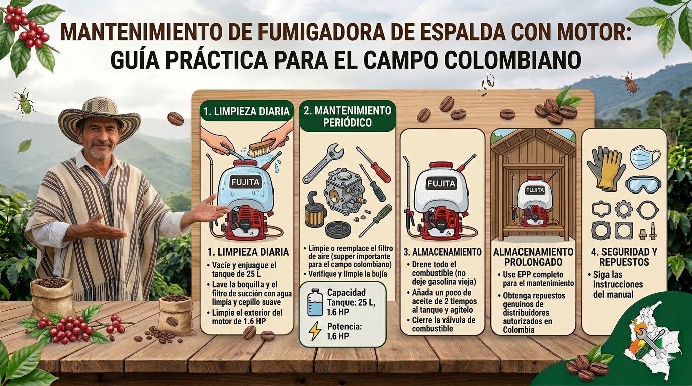 Mantenimiento de fumigadora de espalda con motor: guía práctica para el campo colombiano