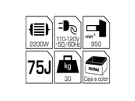 Martillo Demoledor Industrial TOTAL UTH220502 2200W 75 Joules SDS Hex - Foto 3 | aztools.co