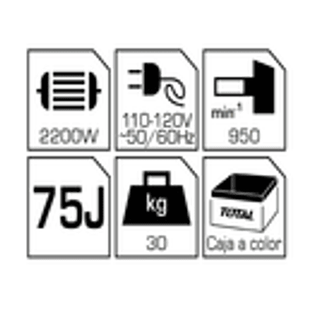 Demoledor industrial SDS Hex 2200W 75 Joules, Total UTH220502 - Foto 3 | aztools.co