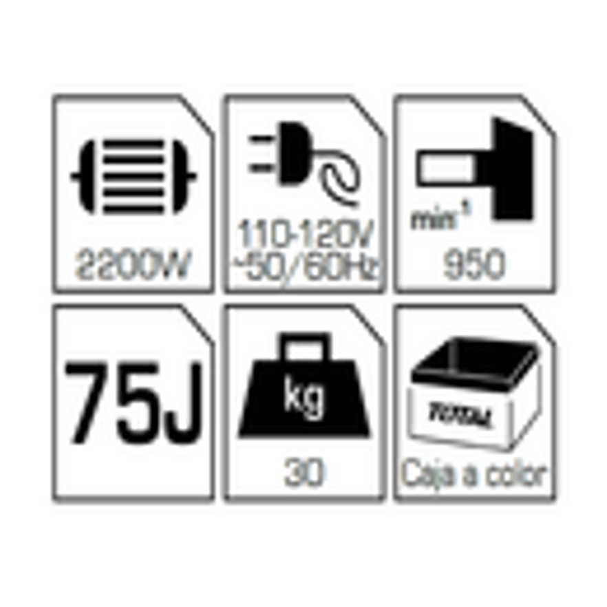 Demoledor industrial SDS Hex 2200W 75 Joules, Total UTH220502 - Foto 3 | aztools.co