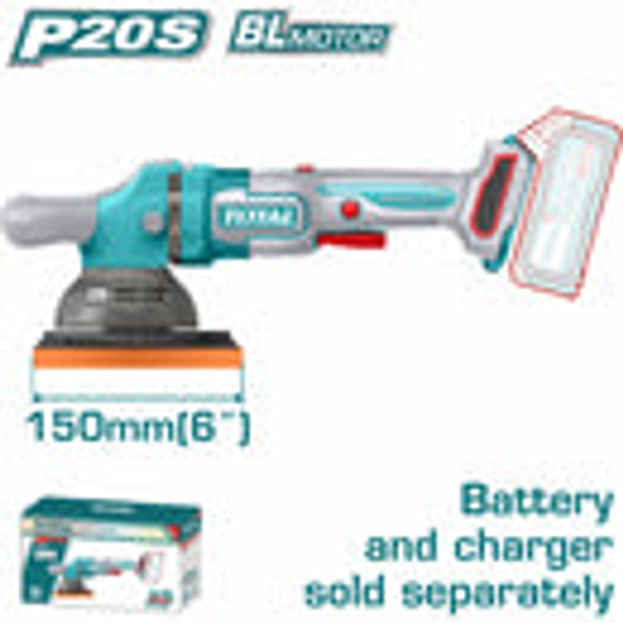 Pulidora inalambrica de carro de 150 mm 20V, 2000 - 4500 Rpm, Cargador y bateria no incluidos, Total TAPLI2015 - Foto 1 | aztools.co