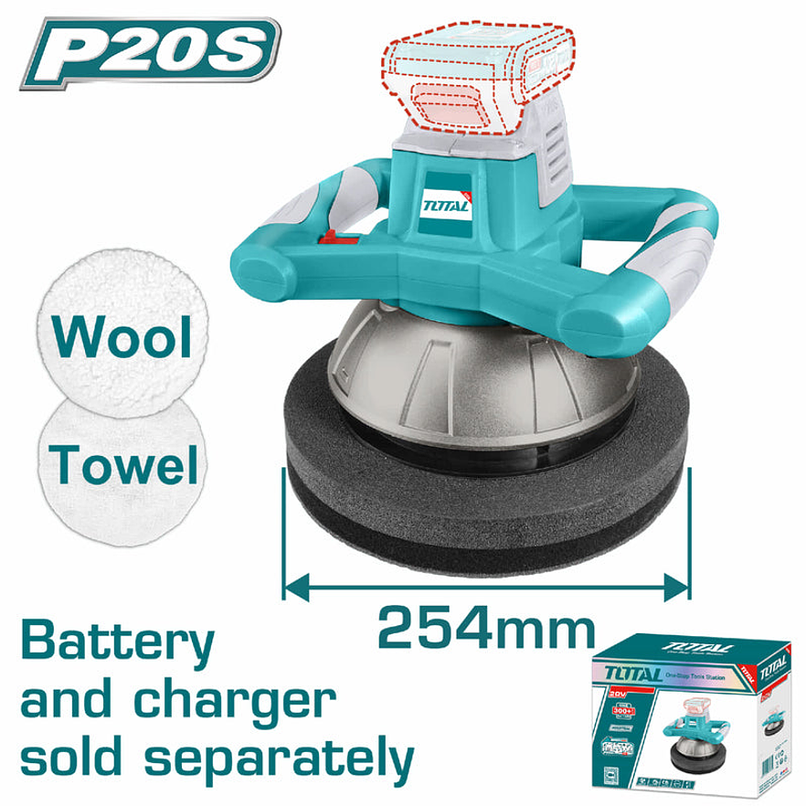 Polichadora pulidora orbital inalambrica industrial 254Mm, Bateria y cargador No Incluidos, Total TOPLI2001 - Foto 2 | aztools.co