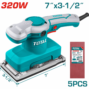 Lijadora industrial de palma 180 X 90Mm, Incluye 5 Lijas, Total UTF1301826