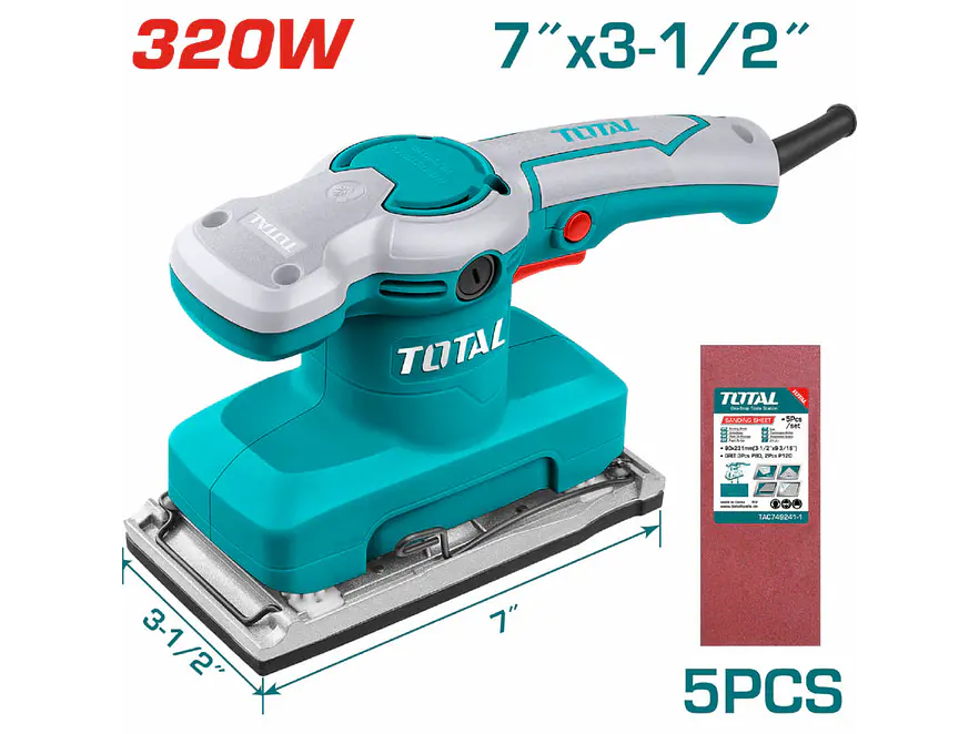 Lijadora de Palma Industrial TOTAL UTF1301826 320W 180 x 90 mm - Foto 1 | aztools.co