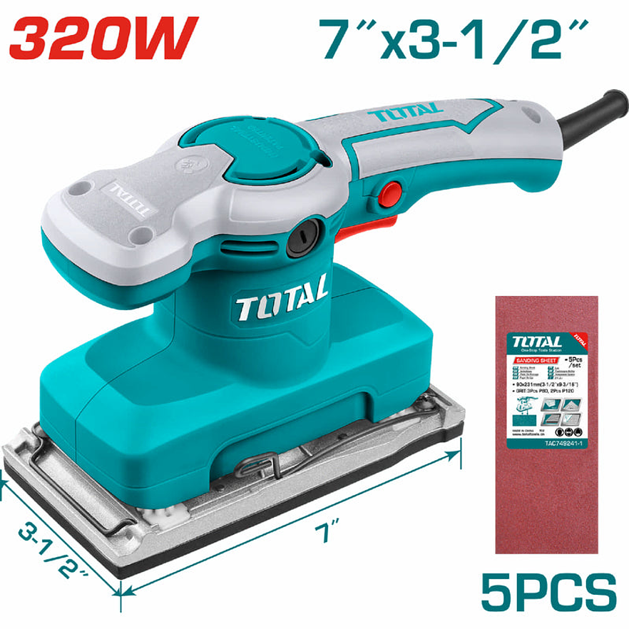 Lijadora industrial de palma 180 X 90Mm, Incluye 5 Lijas, Total UTF1301826 - Foto 1 | aztools.co