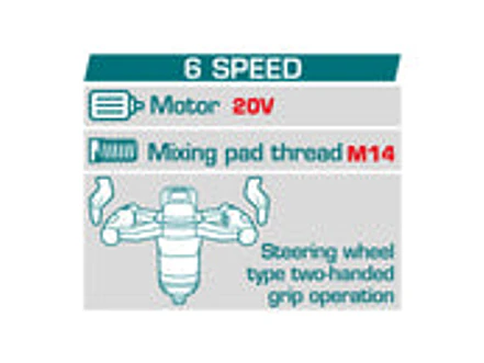 Mezclador de Pintura y Mortero Inalámbrico TOTAL TMXLI2001 20V Profesional - Foto 2 | aztools.co