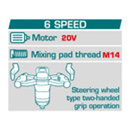 Mezclador de Pintura Inalambrico 20V, Bateria y cargador No Incluidos, Total TMXLI2001 - Foto 2 | aztools.co
