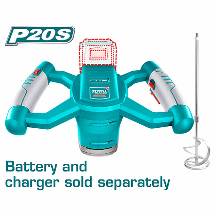 Mezclador de Pintura Inalambrico 20V, Bateria y cargador No Incluidos, Total TMXLI2001 - Foto 3 | aztools.co