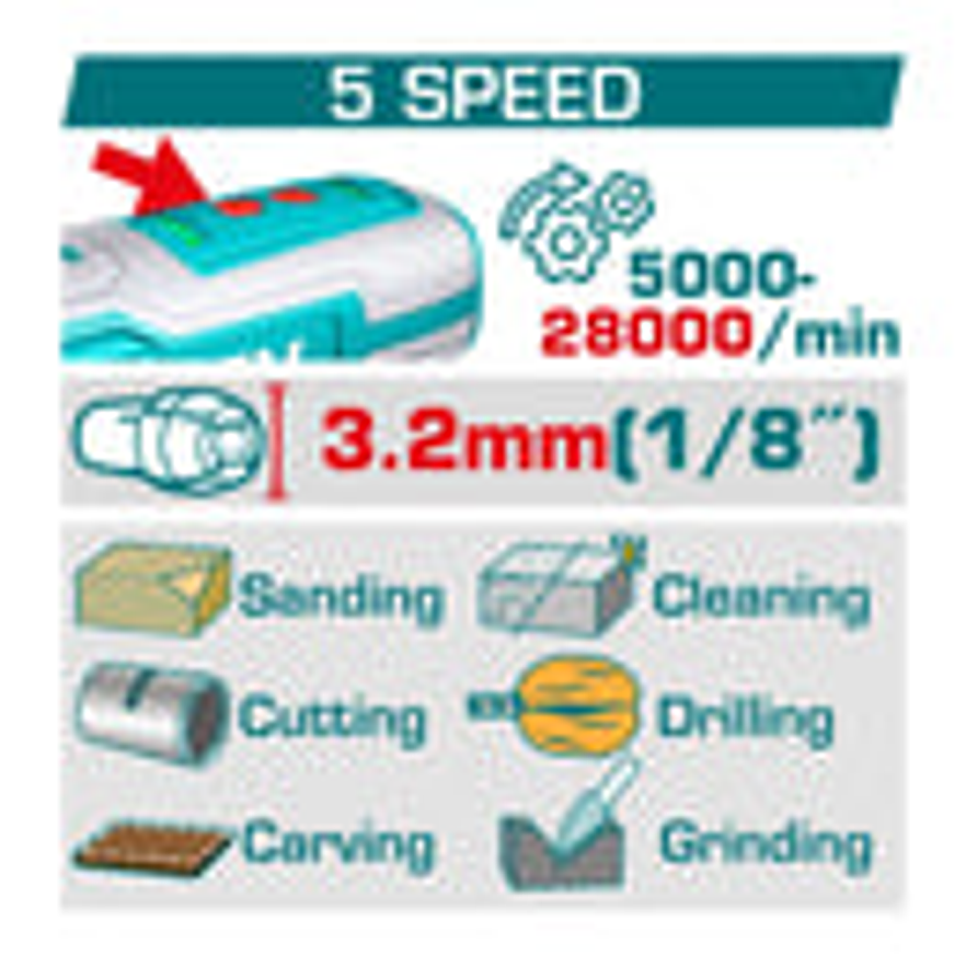 Moto Tool Inalambrico 8V Incluye 67 Accesorios Total TMGLI0801 - Foto 2 | aztools.co