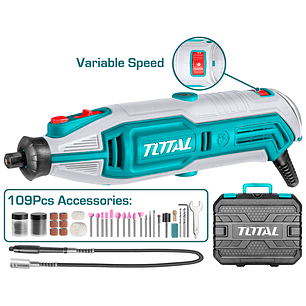 Moto tool mini 130W, velocidad variable, Incluye 109 piezas, Total UTG513326