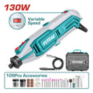 Mototool Mini Eléctrico TOTAL UTG513326 130W con 109 Piezas Accesorios