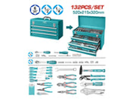 Caja de Herramientas Metálica Industrial TOTAL THPTCS71321 132 Piezas - Foto 2 | aztools.co