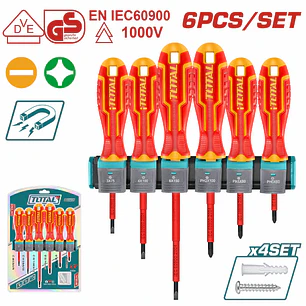 Juego de Destornilladores Aislados Industrial TOTAL THTIS566 1000V 6 Piezas