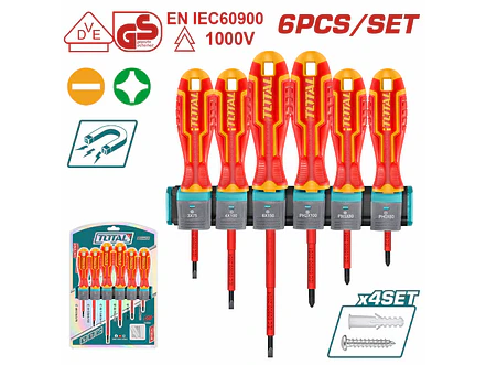 Juego de Destornilladores Aislados Industrial TOTAL THTIS566 1000V 6 Piezas - Foto 2 | aztools.co