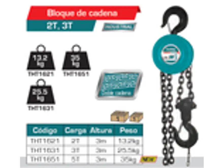 Diferencial de Cadena Industrial TOTAL THT1621 2 Toneladas 3 Metros - Foto 3 | aztools.co