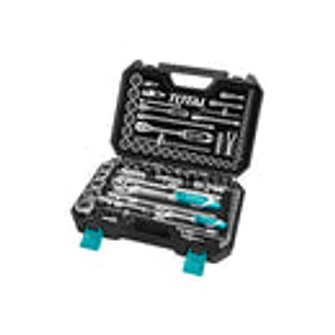 Juego de Rache con Copas Industrial TOTAL THT421441 1/4 y 1/2 Pulgada 44 Piezas