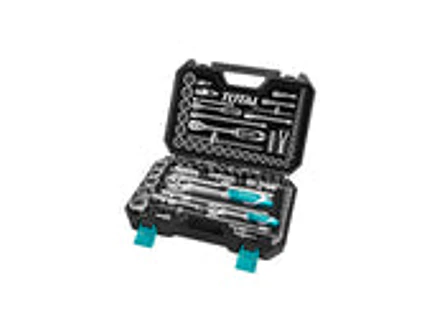 Juego de Rache con Copas Industrial TOTAL THT421441 1/4 y 1/2 Pulgada 44 Piezas - Foto 2 | aztools.co