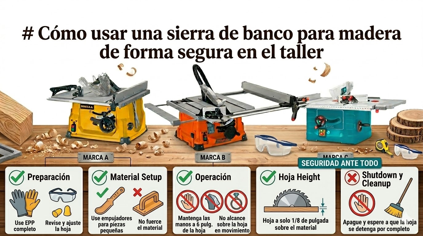 Cómo usar una sierra de banco para madera de forma segura en el taller