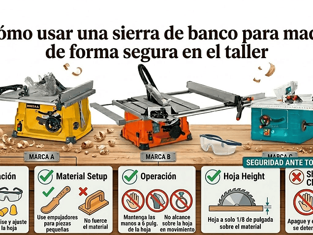 Cómo usar una sierra de banco para madera de forma segura en el taller