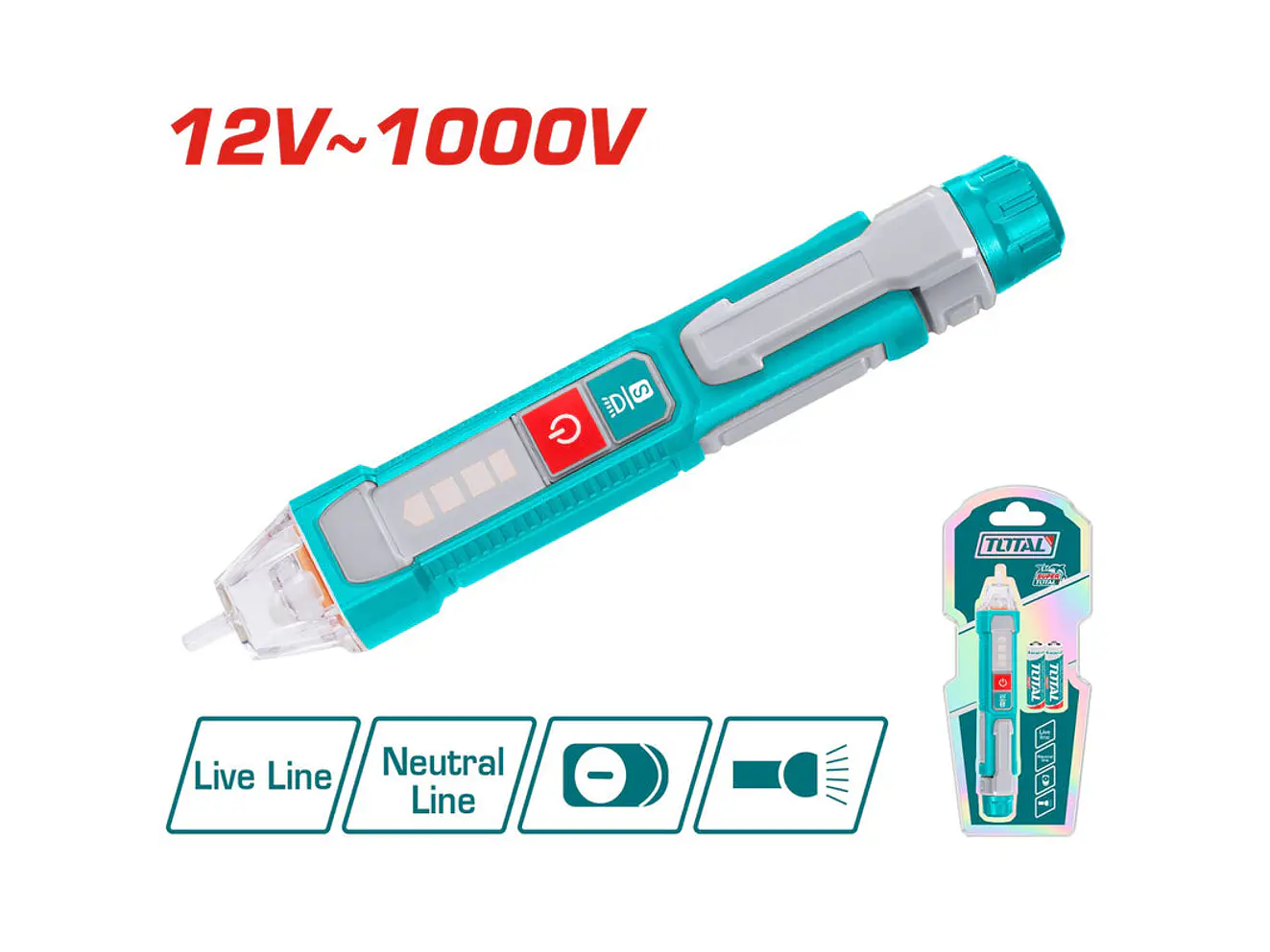 Probador de Voltaje Sin Contacto Super TOTAL THT100091 12V - 1000V Profesional - Envío a todo Colombia | aztools.co