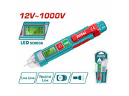 Probador de Voltaje Digital Super TOTAL THT210003 12V - 1000V con Pantalla LED - Foto 1 | aztools.co