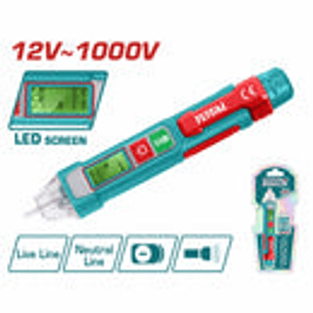 Probador de Voltaje Digital Super TOTAL THT210003 12V - 1000V con Pantalla LED - Foto 1 | aztools.co