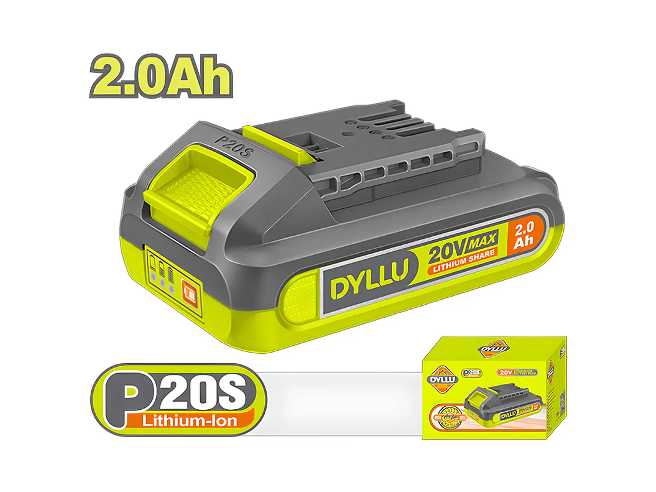 Batería 20V 2.0Ah DYLLU DTLBP520 Ion-Litio (Compatible con TOTAL 20V) - Envío a todo Colombia | aztools.co