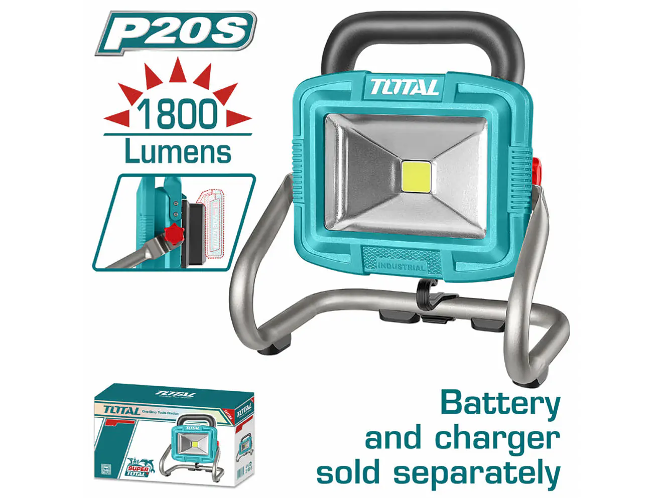 Reflector LED Inalámbrico TOTAL TWLI2025 20V 20W 1800 Lúmenes - Foto 2 | aztools.co