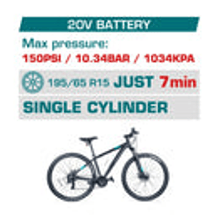 Compresor de Aire Inalámbrico 20V Super TOTAL TACLI2018 150PSI (Sin Batería) - Foto 2 | aztools.co