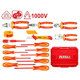 Juego de Herramientas Aisladas Multiuso 1000V SUPER TOTAL 16 Pzs con Certificación VDE/GS - THKITH1601