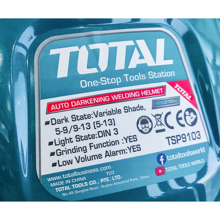 Careta para Soldar Industrial TOTAL TSP9103 Nylon Verde Fotosensible - Foto 9 | aztools.co