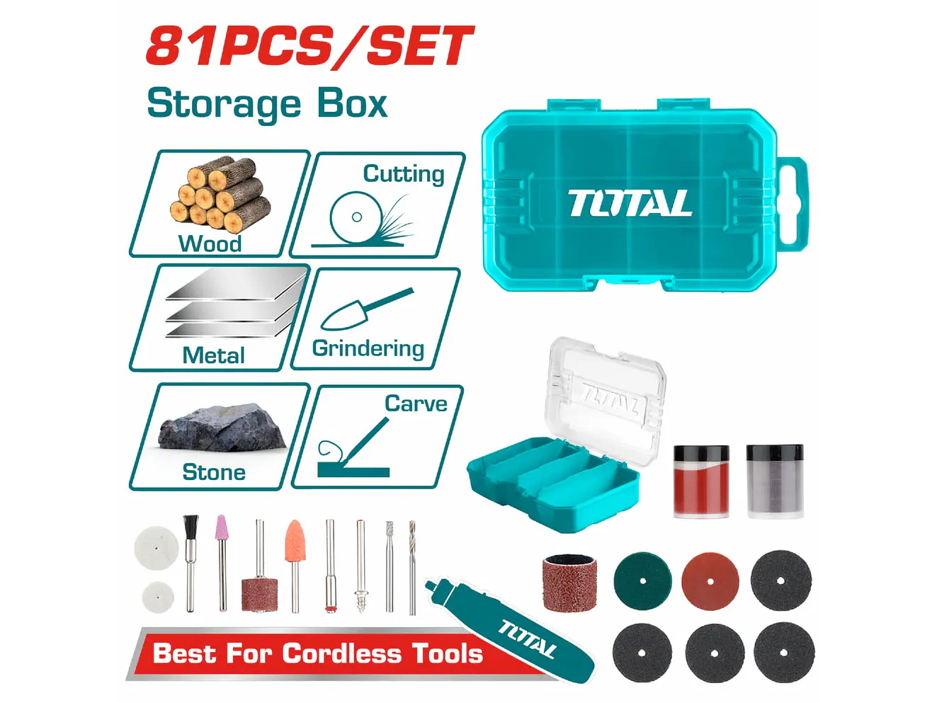 Accesorios para Moto Tool Juego x 81 Piezas TOTAL TAKMG8081 Multiuso - Envío a todo Colombia | aztools.co