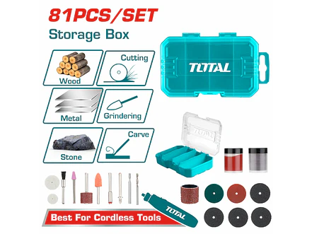Accesorios para Moto Tool Juego x 81 Piezas TOTAL TAKMG8081 Multiuso - Envío a todo Colombia | aztools.co