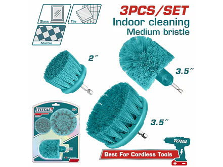 Set de Cepillos para Taladro Juego x 3 Piezas TOTAL TACM3001 Limpieza - Envío a todo Colombia | aztools.co