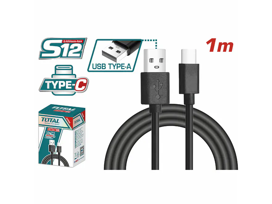 Cable USB Tipo-A a Tipo-C 1 Metro 3A TOTAL TIUCC01 Carga Rápida - Foto 1 | aztools.co