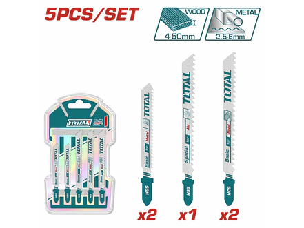 Set de Hojas para Sierra Caladora Juego x 5 Pzs TOTAL TAC51051 Mixto - Foto 3 | aztools.co