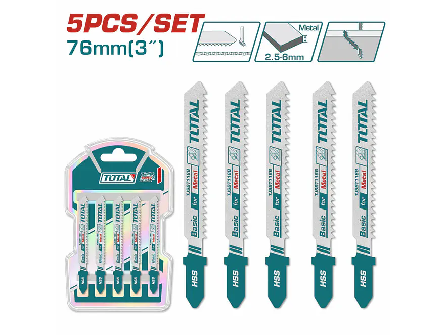 Set de Hojas Sierra Caladora Metal 5 Pzs TOTAL TJSBT118B Zanco T - Envío a todo Colombia | aztools.co
