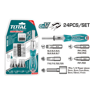 Destornillador con Rache Intercambiable 24 Pzs TOTAL TACSD30246