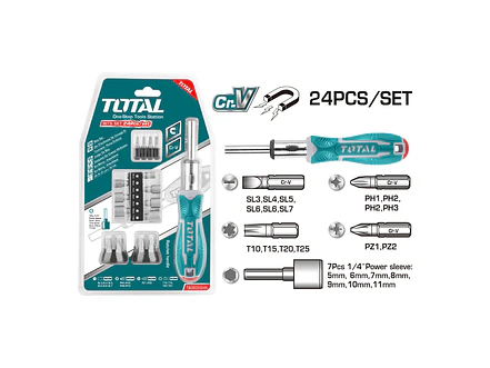 Destornillador con Rache Intercambiable 24 Pzs TOTAL TACSD30246 - Foto 2 | aztools.co