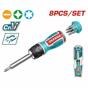 Destornillador con Rache Intercambiable 8 Pzs TOTAL TACSD30086
