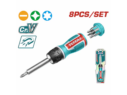 Destornillador con Rache Intercambiable 8 Pzs TOTAL TACSD30086 - Foto 2 | aztools.co