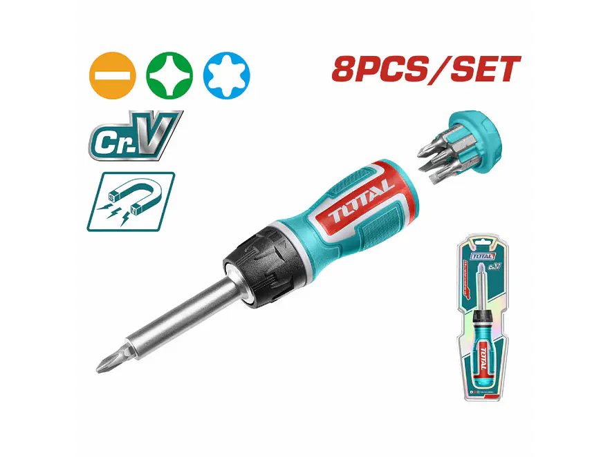 Destornillador con Rache Intercambiable 8 Pzs TOTAL TACSD30086 - Foto 2 | aztools.co