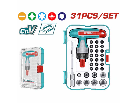 Juego de Destornillador Mango en T Rache 31 Pzs TOTAL TACSD30316 - Envío a todo Colombia | aztools.co
